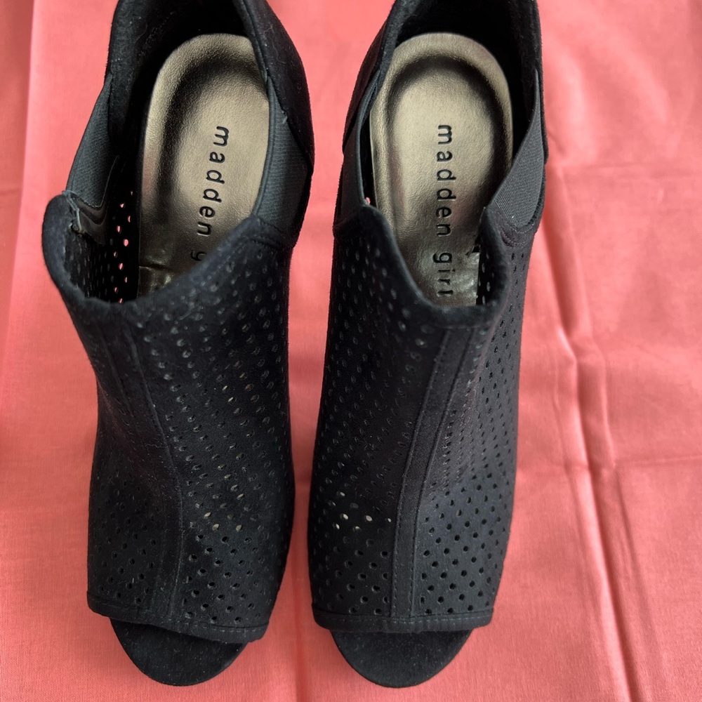 Madden Girl Black Peep-Toe Ankle Boots
